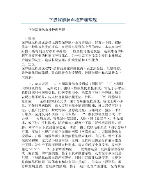 下肢深静脉血栓护理常规