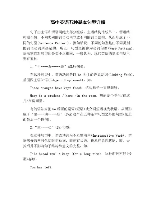 高中英语五种基本句型详解