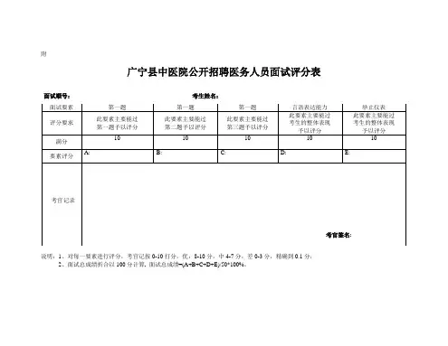 面试评分表