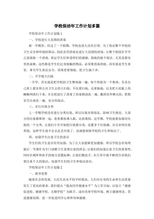 学校保洁年工作计划多篇