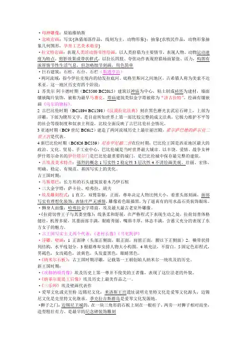 外国美术简史 复习资料整理