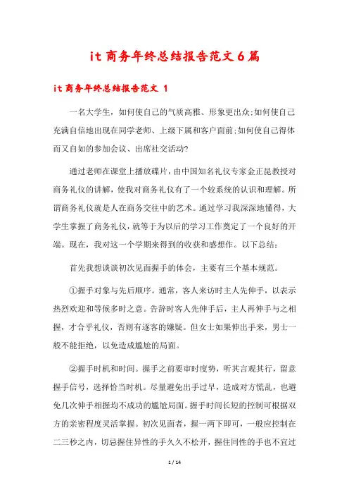 it商务年终总结报告范文6篇