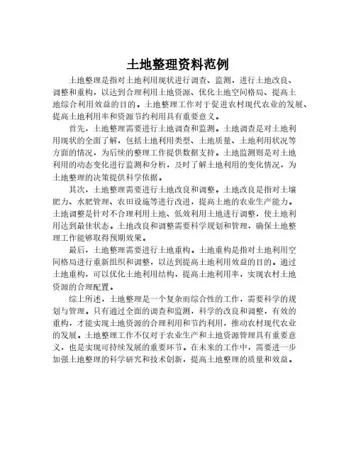 土地整理资料范例