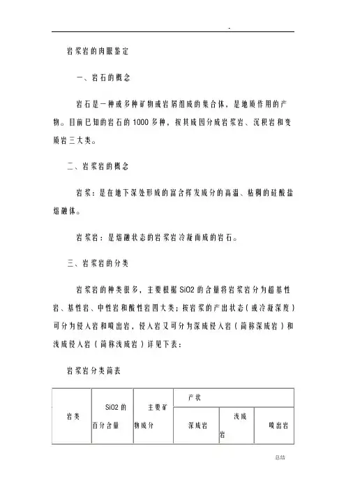 三大岩类鉴定特征