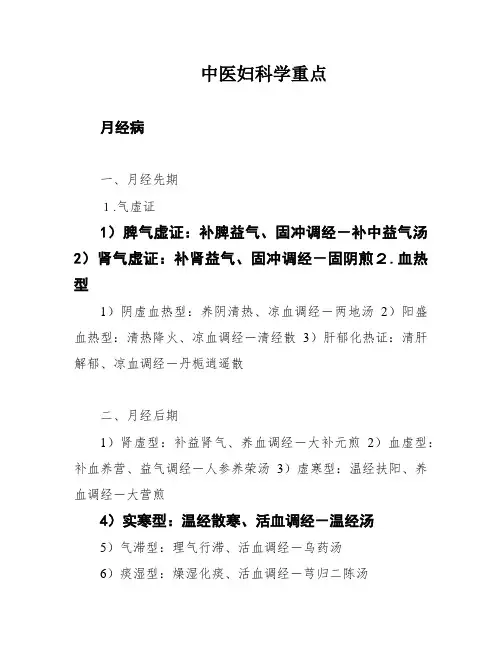 中医妇科学重点