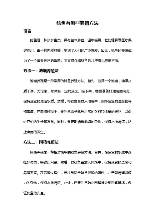 鲶鱼有哪些养殖方法