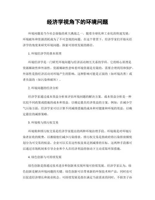 经济学视角下的环境问题