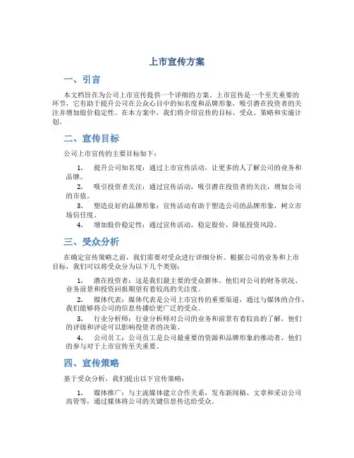 上市宣传方案