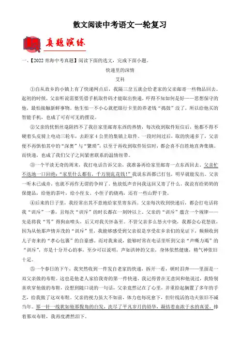 中考语文专题9散文阅读(解析版)