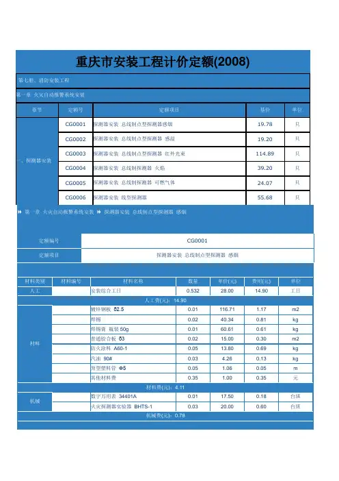 重庆市安装工程计价定额(消防安装工程-2008)