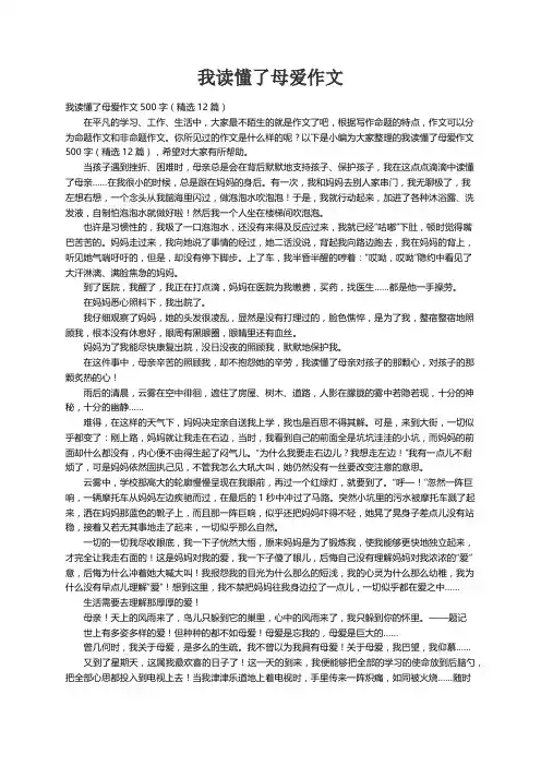 我读懂了母爱作文500字（精选12篇）