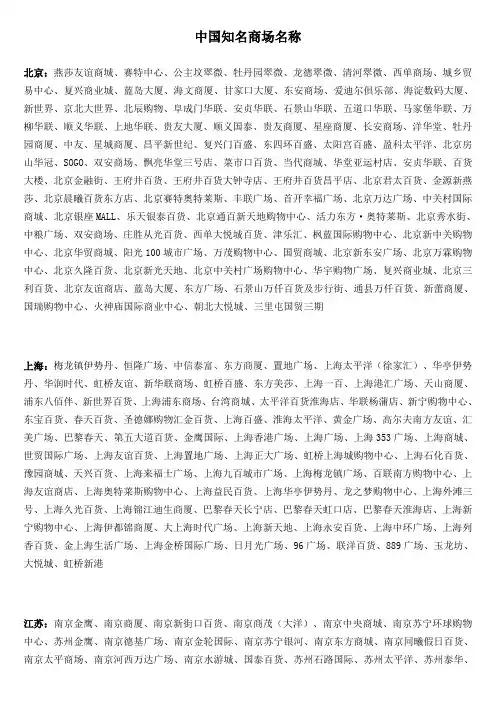 中国知名商场名称-联商网