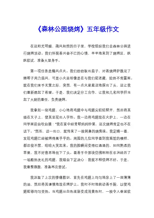 《森林公园烧烤》五年级作文