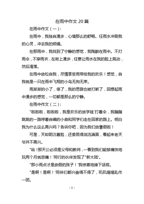 在雨中作文20篇