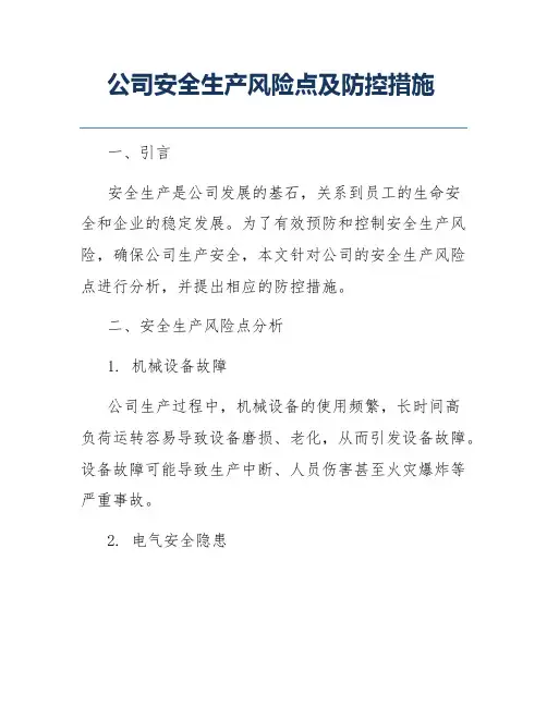 公司安全生产风险点及防控措施