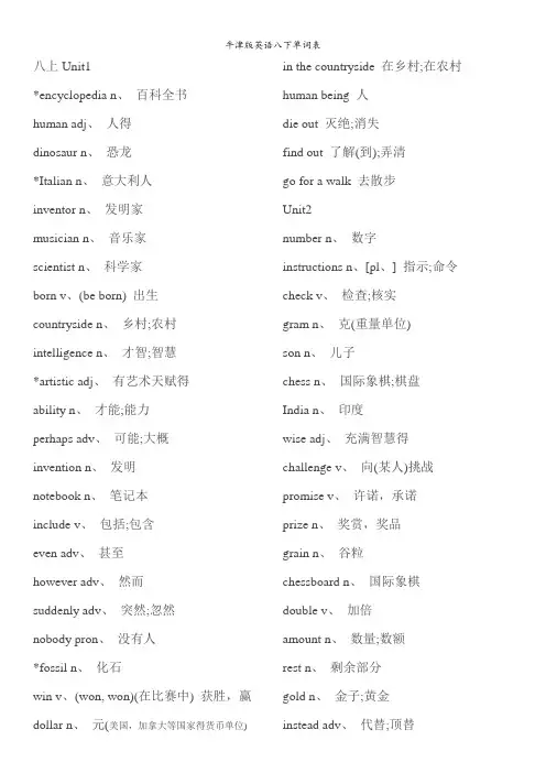 牛津版英语八下单词表