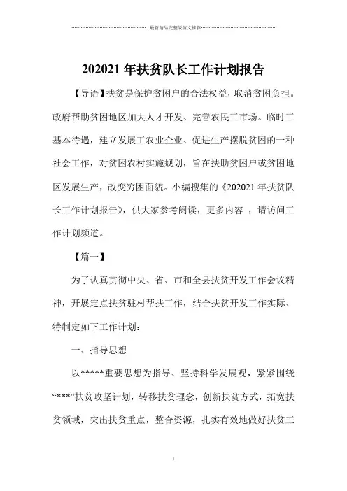 扶贫队长精编工作计划报告