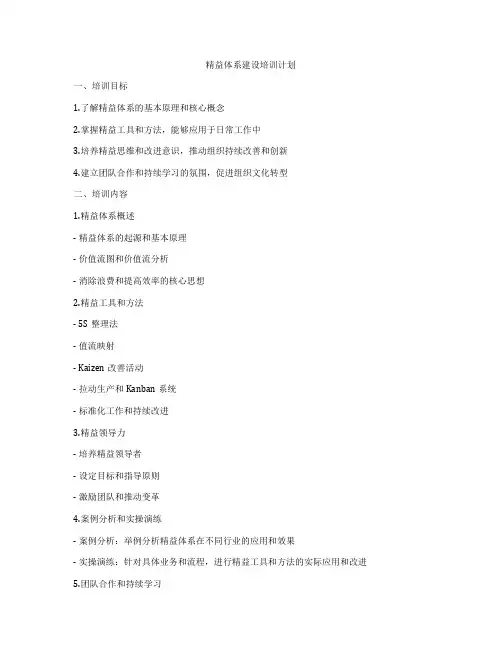 精益体系建设培训计划