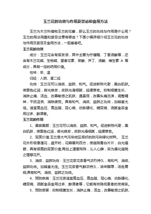 玉兰花的功效与作用及禁忌和食用方法
