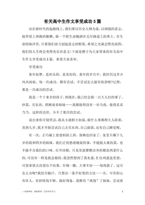 有关高中生作文享受成功5篇