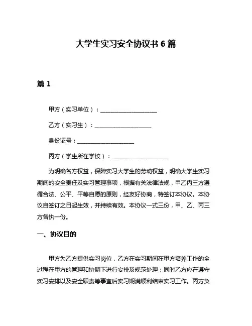 大学生实习安全协议书6篇