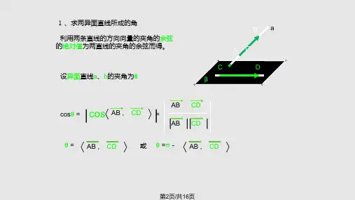 向量法求异面直线的夹角线面角和二面角