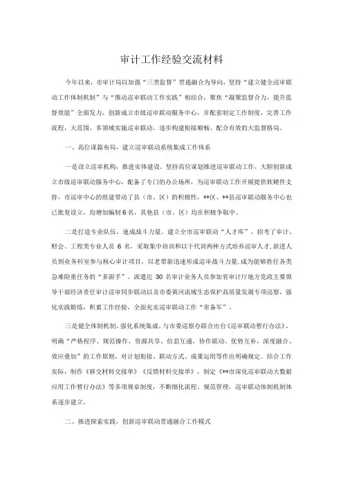 审计工作经验交流材料