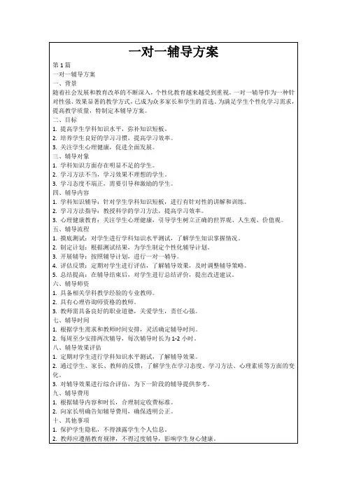 一对一辅导方案