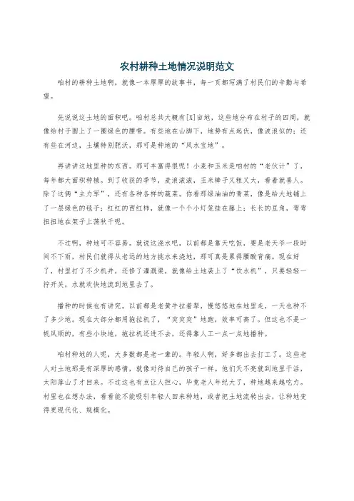 农村耕种土地情况说明范文