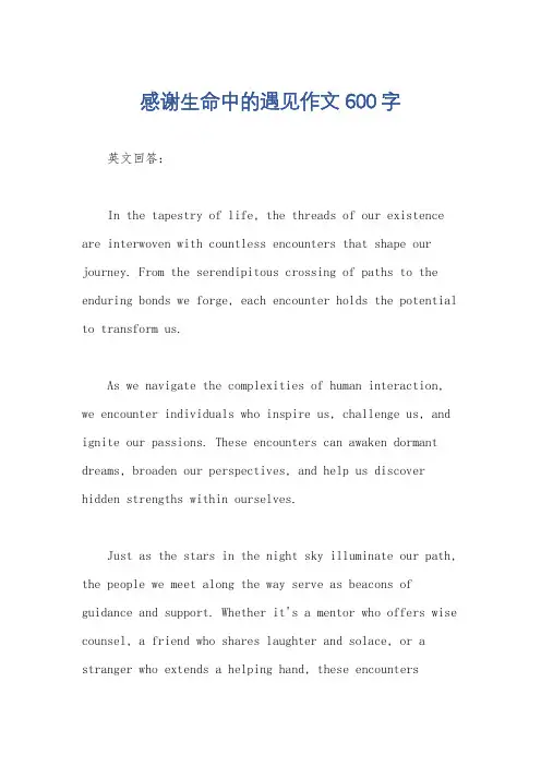 感谢生命中的遇见作文600字