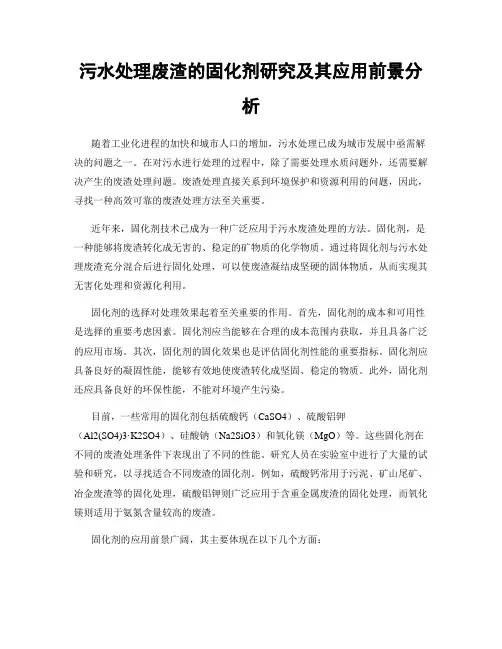 污水处理废渣的固化剂研究及其应用前景分析