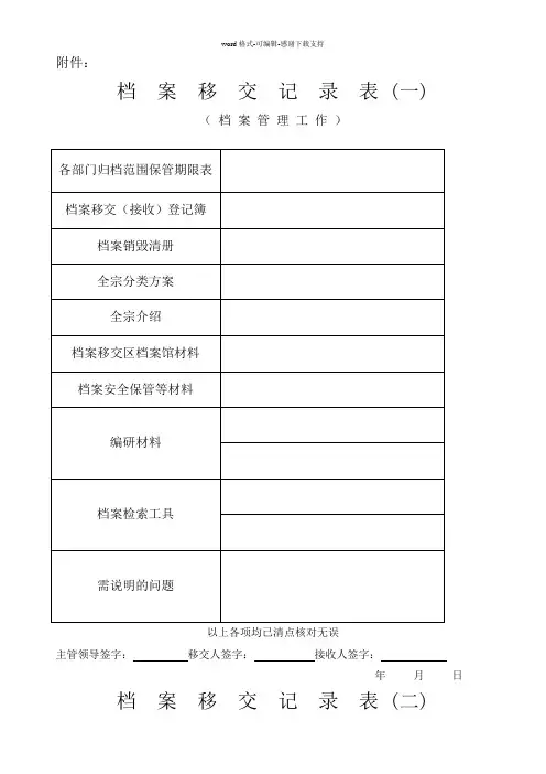 档案移交记录表
