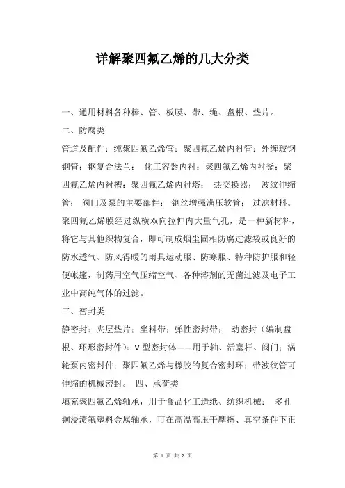 详解聚四氟乙烯的几大分类