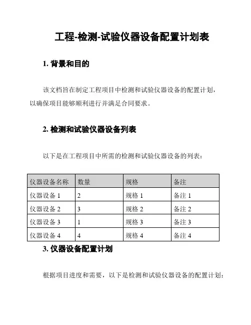 工程-检测-试验仪器设备配置计划表