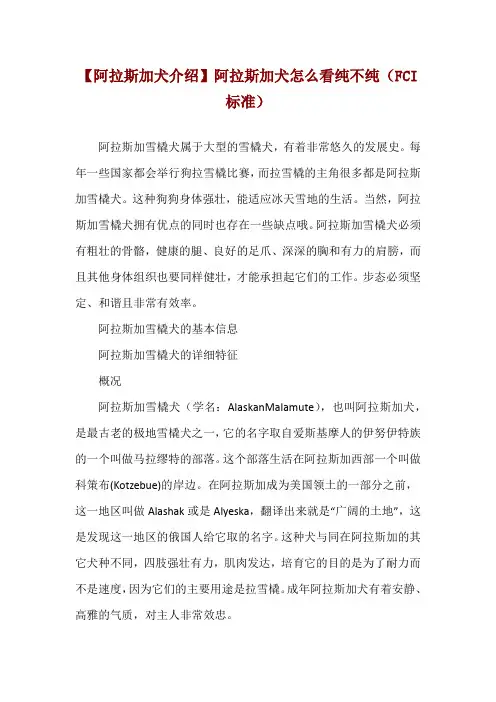 【阿拉斯加犬介绍】阿拉斯加犬怎么看纯不纯(FCI标准)