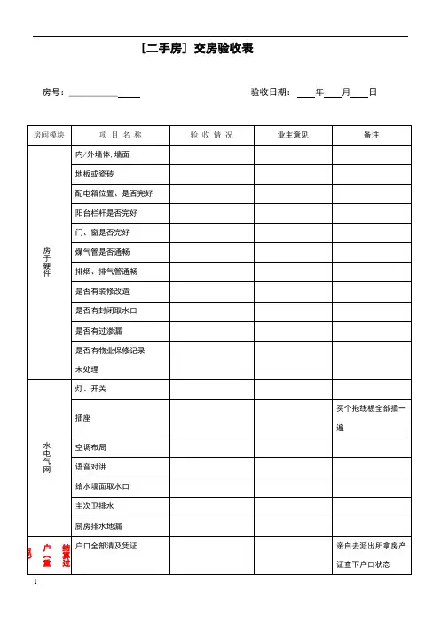 二手房交房验收表范本