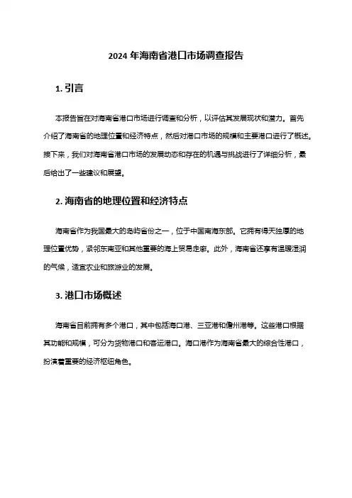 2024年海南省港口市场调查报告
