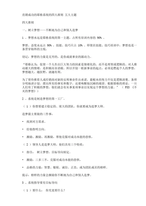 直销成功的耶格系统 精品