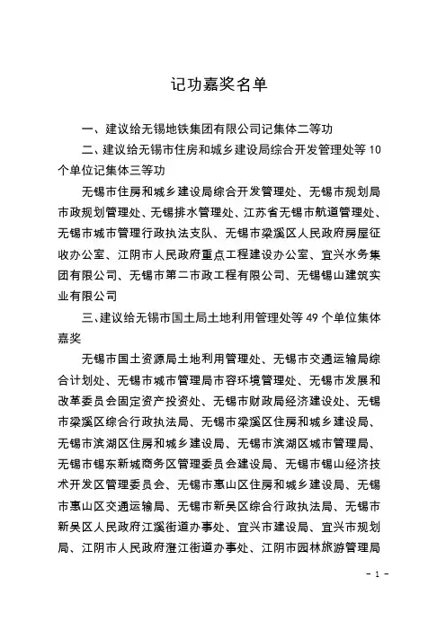 记功嘉奖名单