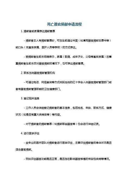 死亡器官捐献申请流程