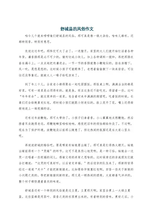 舒城县的风俗作文