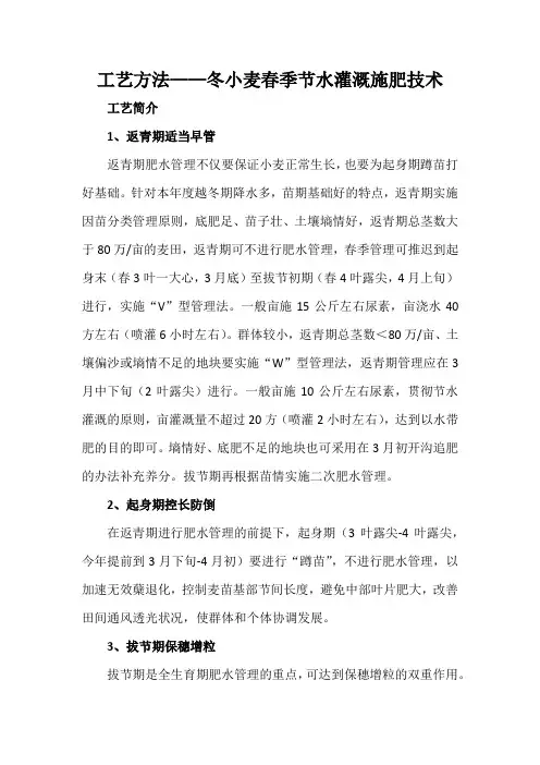 工艺方法——冬小麦春季节水灌溉施肥技术
