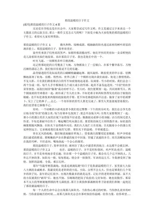 那段温暖的日子作文