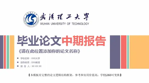 武汉理工大学 毕业论文中期报告精美框架式PPT模板