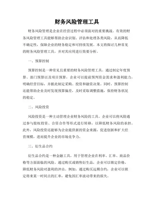 财务风险管理工具
