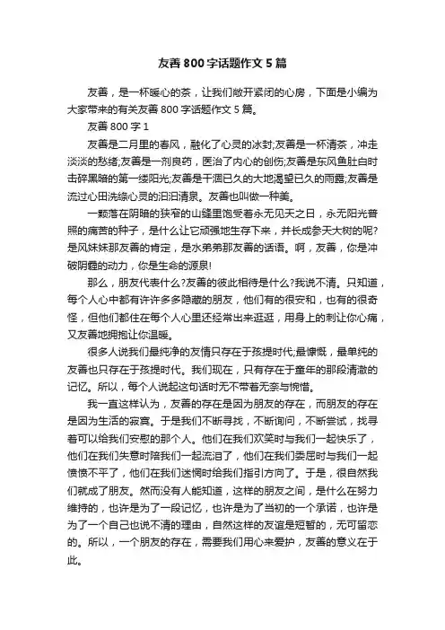 友善800字话题作文5篇