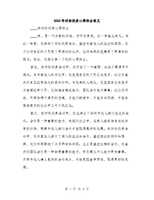 2024年对标找差心得体会范文(三篇)
