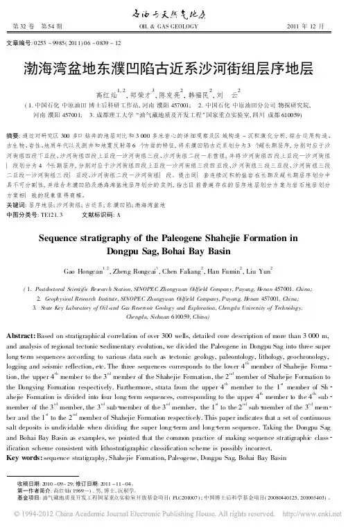 渤海湾盆地东濮凹陷古近系沙河街组层序地层_高红灿