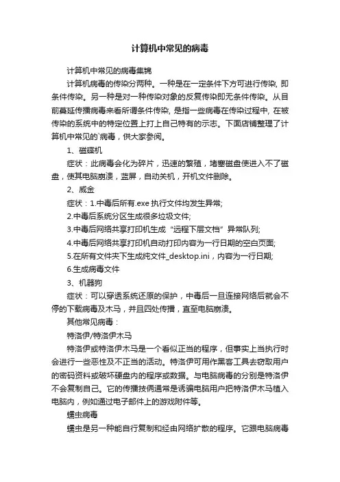 计算机中常见的病毒
