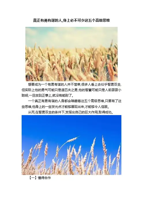 真正有勇有谋的人,身上必不可少这五个高级思维